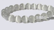 6mm Round Cats Eye Beads - GREY "AA"  Grade