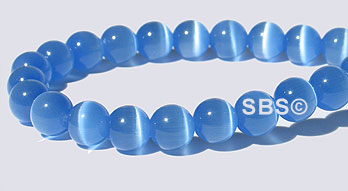 6mm Round Cats Eye Beads - LIGHT BLUE AA Grade