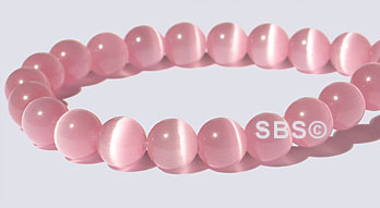 6mm Round Cats Eye Beads - LIGHT ROSE "AA"  Grade