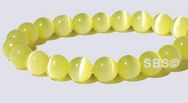 6mm Round Cats Eye Beads - LIGHT YELLOW "AA"  Grade