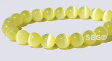 6mm Round Cats Eye Beads - LIGHT YELLOW "AA"  Grade