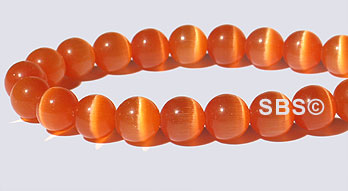 6mm Round Cats Eye Beads - ORANGE/RED "AA"  Grade