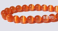 6mm Round Cats Eye Beads - ORANGE/RED "AA"  Grade