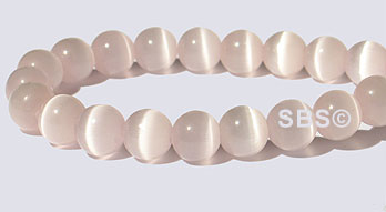 6mm Round Cats Eye Beads - SUPER LIGHT ROSE "A"  Grade