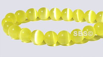 6mm Round Cats Eye Beads - YELLOW "AA"  Grade