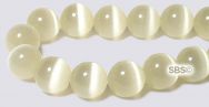 8mm Round Cats Eye Beads - CREAM "AA"  Grade