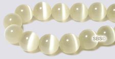8mm Round Cats Eye Beads - CREAM "AA"  Grade