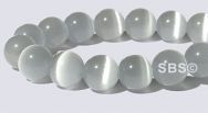 8mm Round Cats Eye Beads - GREY "AAA"  Grade