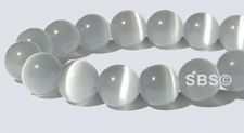 8mm Round Cats Eye Beads - GREY "AAA"  Grade