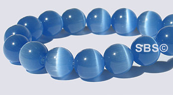 Blue fiber optic cat/'s eye stretch bracelet 7/"