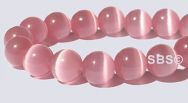 8mm Round Cats Eye Beads - LIGHT ROSE "AA"  Grade