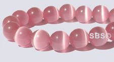 8mm Round Cats Eye Beads - LIGHT ROSE "AA"  Grade