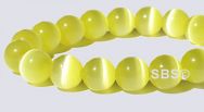 8mm Round Cats Eye Beads - LIGHT YELLOW "AA"  Grade