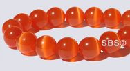 8mm Round Cats Eye Beads - ORANGE/RED "AA"  Grade