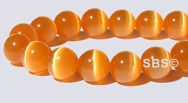 8mm Round Cats Eye Beads - ORANGE "AA"  Grade