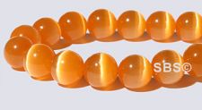 8mm Round Cats Eye Beads - ORANGE "AA"  Grade