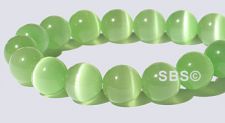 8mm Round Cats Eye Beads - PALE GREEN "AA"  Grade