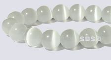8mm Round Cats Eye Beads - WHITE "AA"  Grade