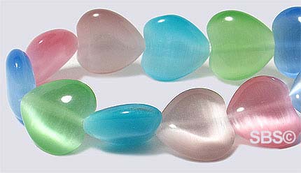 Fiber Optic Cat's Eye Beads - Pastel Shapes