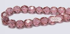 Fire Polished 6mm Round Beads - French Rose