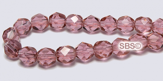 Fire Polished 6mm Round Beads - French Rose