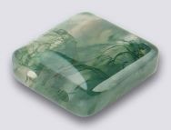 Green Moss Agate 10x10 2-Hole Gemstone Beads (12)