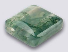 Green Moss Agate 10x10 2-Hole Gemstone Beads (12)