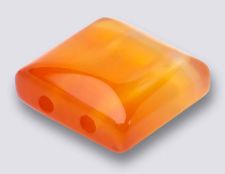 Natural Carnelian 10x10 2-Hole Gemstone Beads (12)