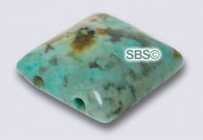African Turquoise 10x10 2-Hole Gemstone Beads (12)