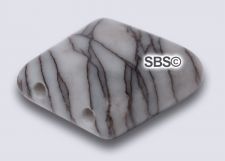 Black Line Stone 10x10 2-Hole Gemstone Beads (12)