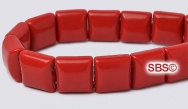 Coral (Imitation) 10x10 2-Hole Gemstone Beads (16" strand)