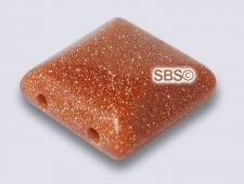 Goldstone 10x10 2-Hole Gemstone Beads (12)