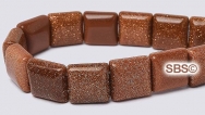 Goldstone 10x10 2-Hole Gemstone Beads (16" strand)