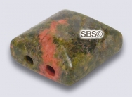 Unakite 10x10 2-Hole Gemstone Beads (12)