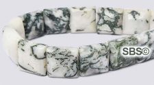 Tree Agate 10x10 2-Hole Gemstone Beads (16" strand)
