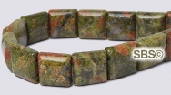 Unakite 10x10 2-Hole Gemstone Beads (16" strand)