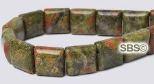 Unakite 10x10 2-Hole Gemstone Beads (16" strand)