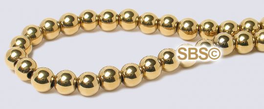 Hematite Beads 4mm Round - GOLD COLOR (non-magnetic)