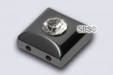 Hematite Beads - 10mm 2-Hole Square with Rhinestone (non-magnetic)