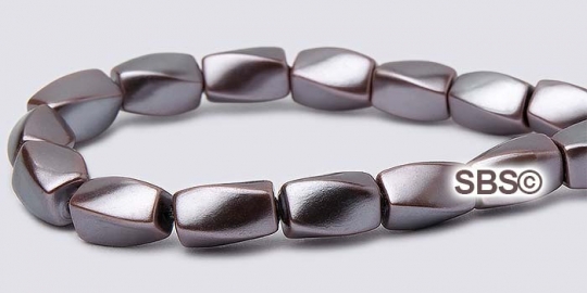 High Power Pearl Magnetic Hematite Beads 4x7mm Twist - Purple Smoke