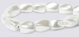 High Power Pearl Magnetic Hematite Beads 5x8mm Twist - White