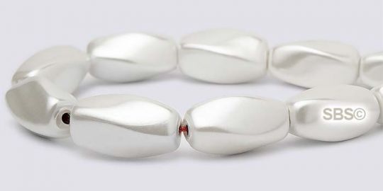 High Power Pearl Magnetic Hematite Beads 6mm x 12mm Twist - White