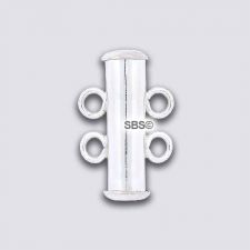 16mm Magnetic Slide Clasp - 2 loop - Sterling Silver (1)