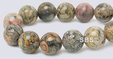 Leopard Skin Jasper Gemstone Beads - 8mm Round