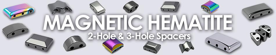 Magnetic Hematite Beads - 2-Hole and 3-Hole Spacers