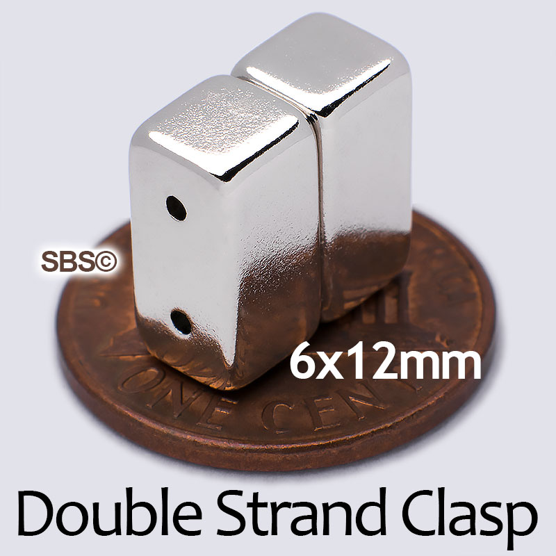 Magnetic Clasp 2-Hole 6x12mm size comparison photo