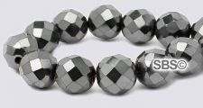 Magnetic Beads Hematite 8mm Faceted Round