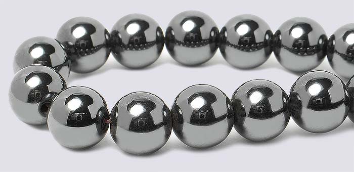 Magnetic Hematite 8mm Round Beads with 2mm Hole Fits Leather
