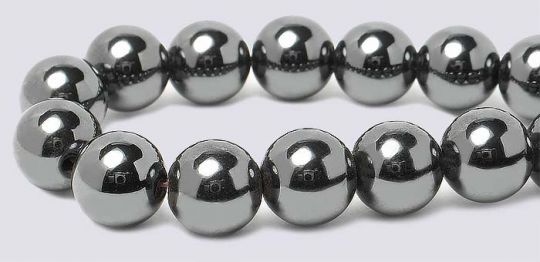 Magnetic Hematite 8mm Round Beads with 2mm Hole (Fits Leather)