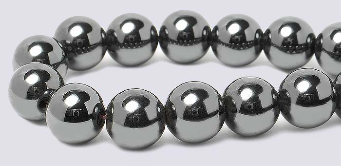 MAGNETIC HEMATITE JEWELRY BRACELET BEADS SILVER PLATED 8MM ROUND BEAD H19
